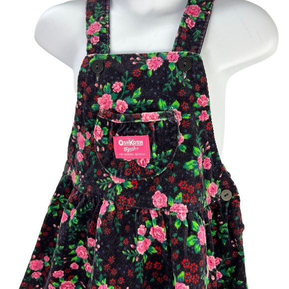 Vintage OshKosh B’Gosh Roses Floral Jumper Dress corduroy pink flowers Size 4T - Picture 3 of 10